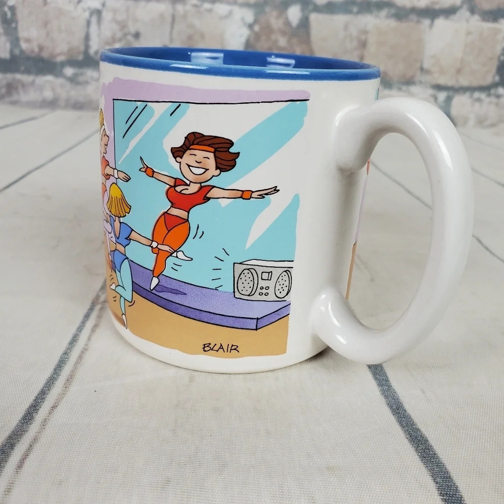 Vintage  90s Coffee Mug Aerobics Basketball Comedy Ceramic White - Picture 5 of 10